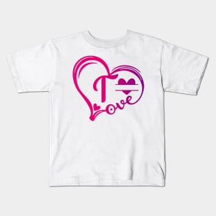 letter t monogram in the shape of love Kids T-Shirt